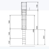 Echelle crinoline 5000 mm - Sortie marchette et portillon