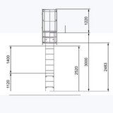 Echelle crinoline 3000 mm - Passage acrotère 725mm