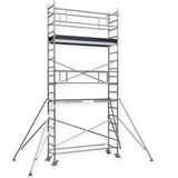 Échafaudage professionnel AMIPRO-S avec roulettes, structure en aluminium pliable et transport facile pour chantiers mobiles