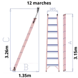 Échelle de rayonnage professionnelle à roulettes sur rail - Ami-hauteur.com