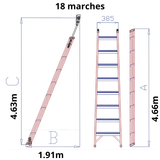 Échelle de rayonnage professionnelle à roulettes sur rail - Ami-hauteur.com