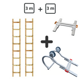 Echelle de toit en bois - Kit 6m (3m+ 3m + jonction)