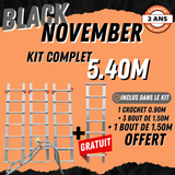 Echelle de toit à crochet tout aluminium - Kit 6,90m en 5 morceaux (crochet + 3 x 1,50m) + 1,50m gratuit