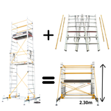 2 échafaudage télescopique en 1 - TO 4.5 / TO 2.3