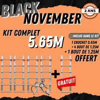Echelle de toit à crochet tout aluminium - Kit 6,90m new hook 65 en 6 morceaux (crochet + 4 x 1,25m) + 1,25 gratuit