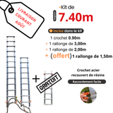 Echelle de toit à crochet tout aluminium - Kit 7,40m en 3 morceaux (crochet + 3m + 2m) + 1 rallonge de 1.50m offerte (LIVRAISON COURANT AOÛT)
