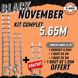 Echelle de toit à crochet tout aluminium - Kit 6,90m new hook 65 en 4 morceaux (crochet + 3m + 2m) + 1,25m gratuit