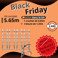 Echelle de toit à crochet tout aluminium - Kit 5,65m new hook 65 en 5 morceaux (crochet + 4 x 1,25m)