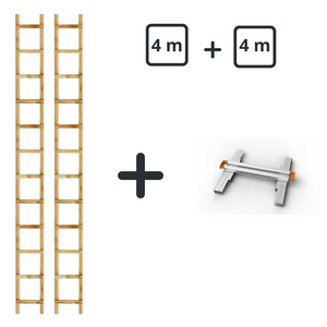 Echelle de toit en bois - Kit 8m (4m+ 4m + jonction)