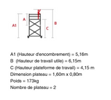 Echafaudage roulant poker HD 03 - Hauteur de travail 6,15m