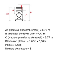 Echafaudage roulant poker HD 04 - Hauteur de travail 7,77m