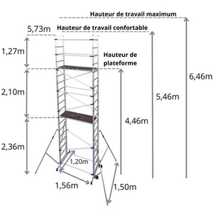 Echafaudage Clic-Clac - hauteur travail 6.46 m
