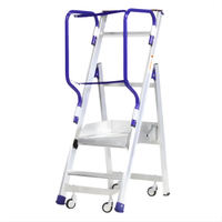 Mini Fly – Plateforme roulante sécurisée pour mise en rayon – Hauteur travail 2,50 m – Aluminium laqué – 4 roulettes pivotantes