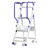 Mini Fly – Plateforme roulante sécurisée pour mise en rayon – Hauteur travail 2,50 m – Aluminium laqué – 4 roulettes pivotantes