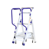 Mini Fly – Plateforme roulante sécurisée pour mise en rayon – Hauteur travail 2,25 m – Aluminium laqué – 4 roulettes pivotantes