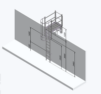 Échelle à crinoline 3000 mm  Palier de franchissement 1175 mm