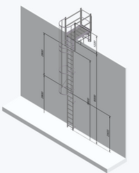 Échelle à crinoline 6000 mm  Palier de franchissement 1175 mm