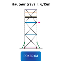 Echafaudage roulant poker HD 03 - Hauteur de travail 6,15m