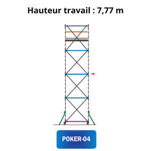 Echafaudage roulant poker HD 04 - Hauteur de travail 7,77m