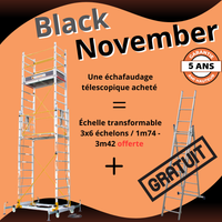 Echafaudage télescopique de 5,40m à 8,20m avec échelle 3x6 échelons offerte