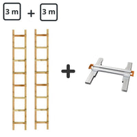 Kit 6m échelle de toit en bois  - 3m + 3m + jonction / Défaut de fabrication