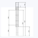 Echelle crinoline 7000 mm - Sortie marchette et portillon