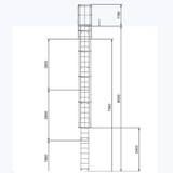 Echelle crinoline 8000 mm - Sortie marchette et portillon