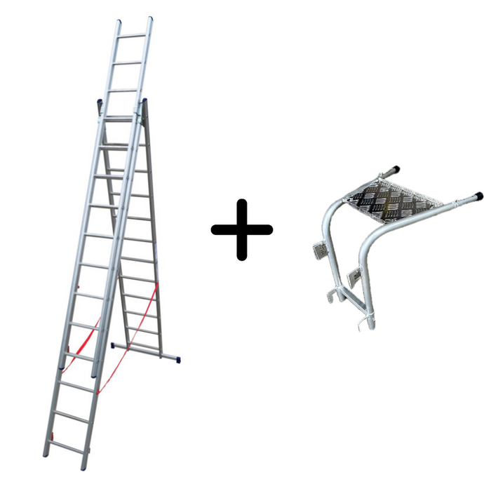 Echelle transformable 3 plans / 3 x 12 échelons / 3m42 - 8m18