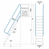 Schéma et dimensions de l'escabeau