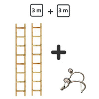 Echelle de toit en bois - Kit 6m sans jonction (3m+ 3m)