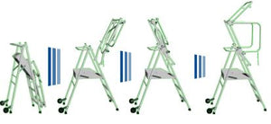 Plateforme batiment gain de place - Facile à ranger et à transporter Hauteur travail 2.74 à 3.05m - pieds réglables sur 4 hauteurs pour dénivelés et escalier - spécial maintenance et courtes interventions - Ami-hauteur.com